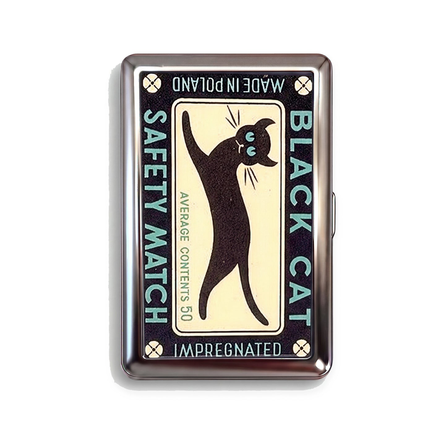 Black Cat Match Tin Cardholder Wallet