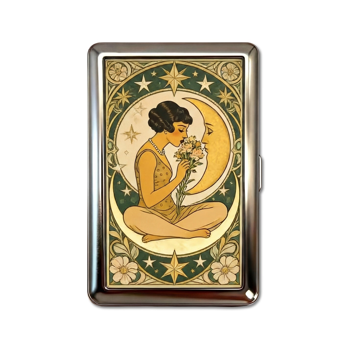 Crescent Bouquet Tin Cardholder Wallet